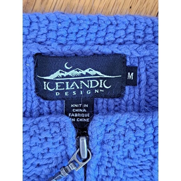 Icelandic Design Women's Medium Cable Knit Sweater Purple Silk Angora Full Zip - Picture 2 of 12